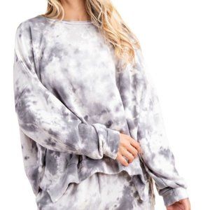 Sung Light Oversized Tie Dye Crewneck Sweatshirt Grey Size Medium NWT